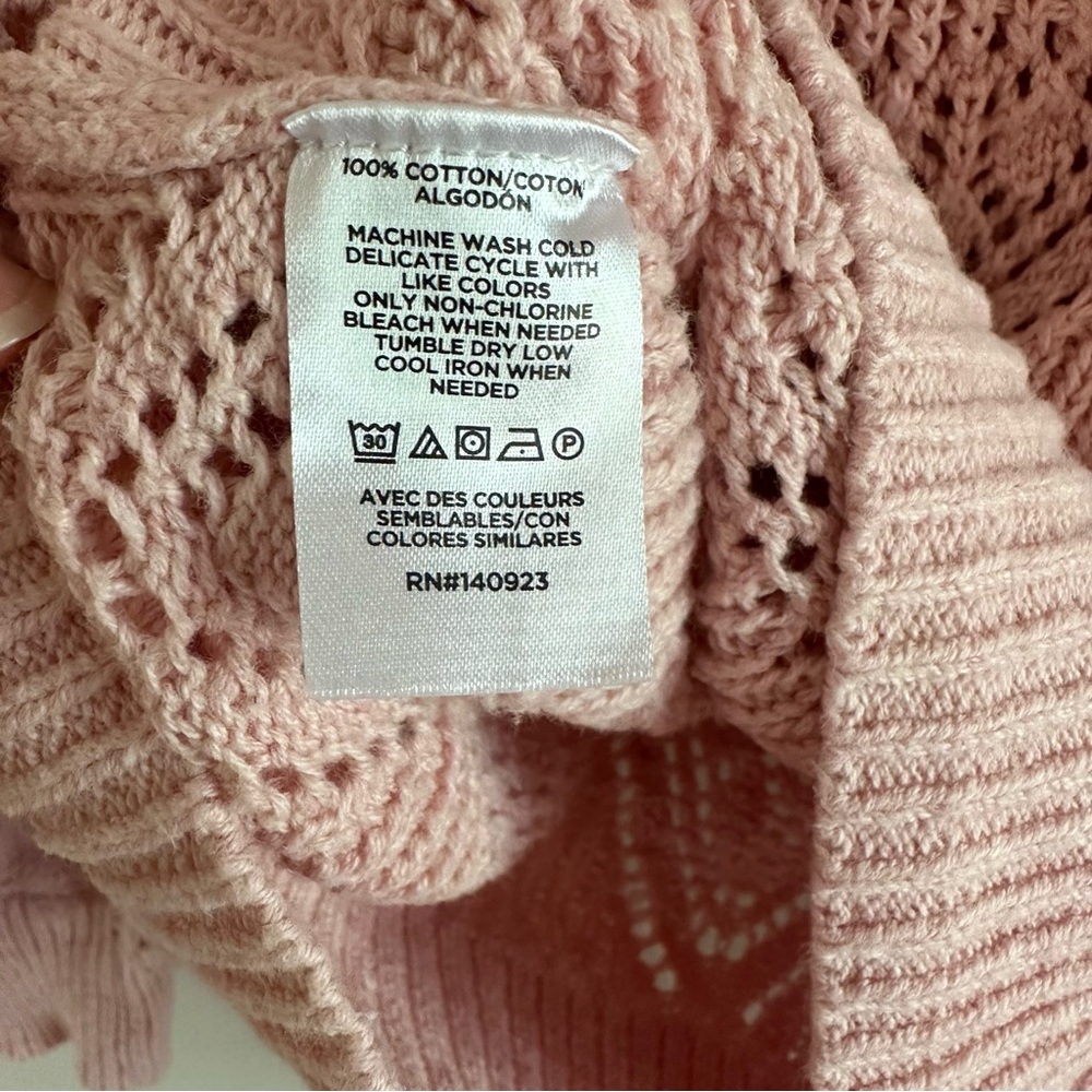 LOFT Bobble Pointelle Scoop‑Neck Sweater Women’s Small | Pink Textured Knit‎ - Picture 7 of 8